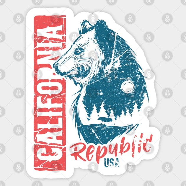 California Republic Bear Sticker by EddieBalevo
